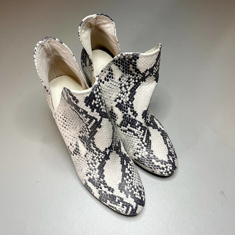 Steve Madden Rookie Ankle Boots Womens 6 Snake Print Heeled Booties Faux Leather